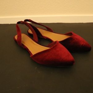 Velvet Maroon slip on flats